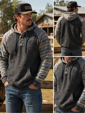 Hooey Aztec Hoodie XXL Western Pullover Southwestern Gray